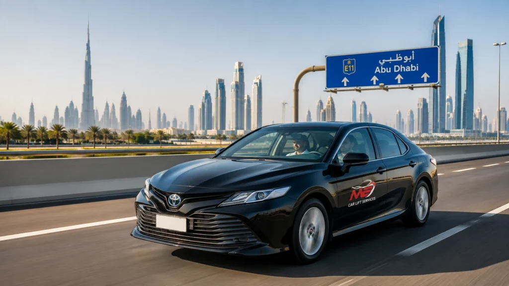 Car lift service travelling from Dubai to Abu Dhabi